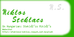 miklos steklacs business card